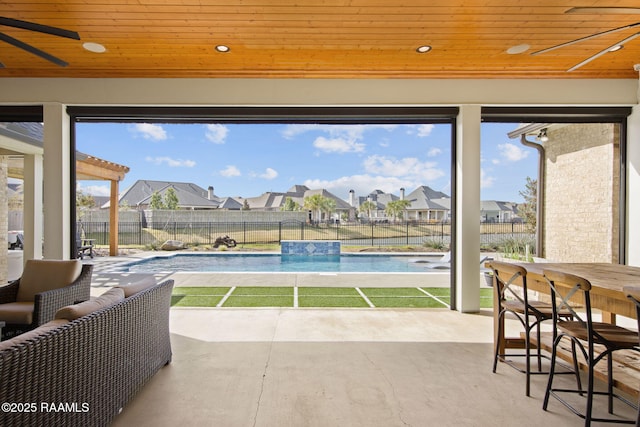 view of pool featuring pool water feature