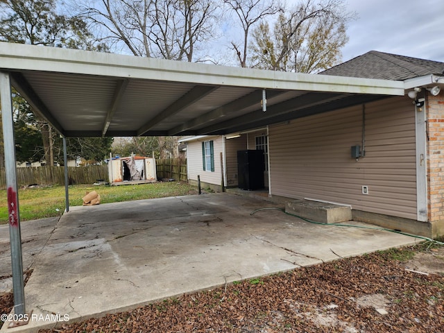 exterior space featuring a carport