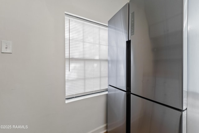 kitchen with stainless steel fridge