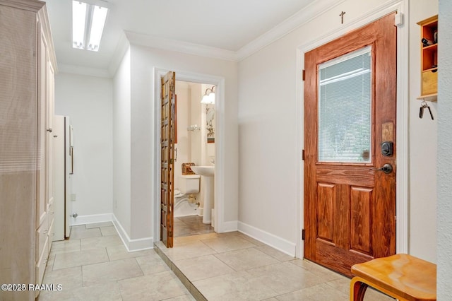 interior space with crown molding