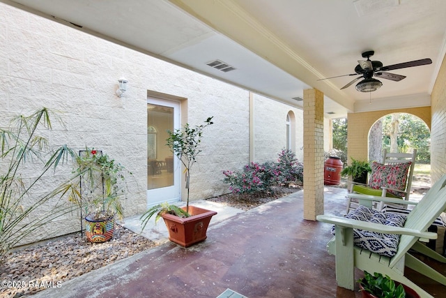 view of patio with ceiling fan