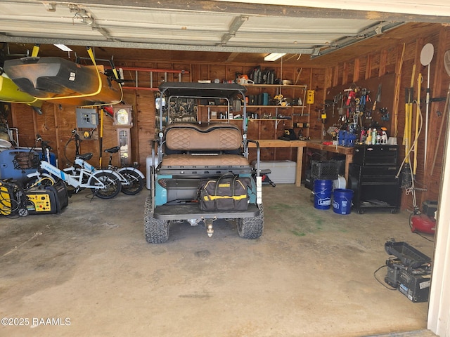 garage featuring a workshop area