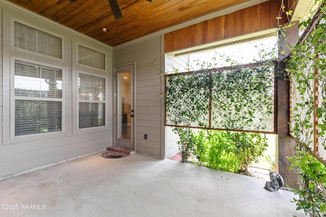 exterior space with a patio and ceiling fan