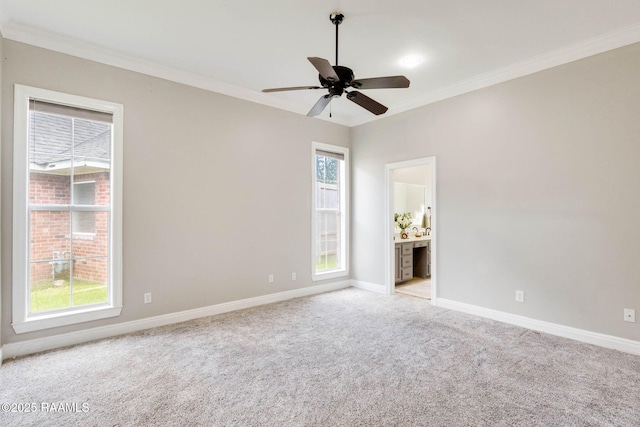 110 Yorkshire Cir, Lafayette, LA 70508 - unfurnished room with crown molding, light colored carpet, baseboards, and a ceiling fan