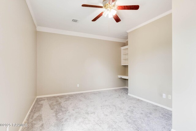 110 Yorkshire Cir, Lafayette, LA 70508 - carpeted spare room with crown molding, ceiling fan, and baseboards