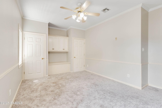110 Yorkshire Cir, Lafayette, LA 70508 - unfurnished bedroom with carpet, crown molding, baseboards, and ceiling fan