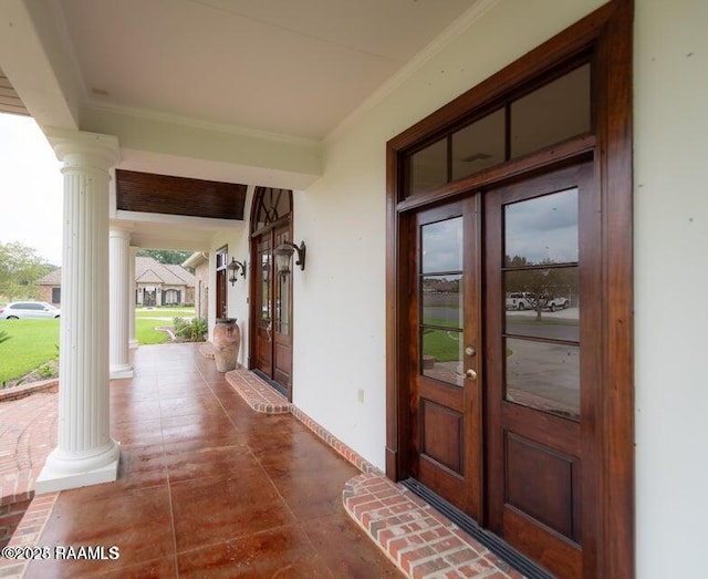 property entrance with french doors