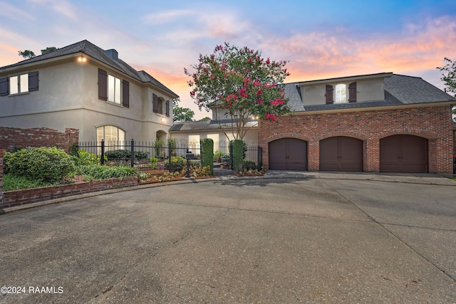 view of property featuring a garage