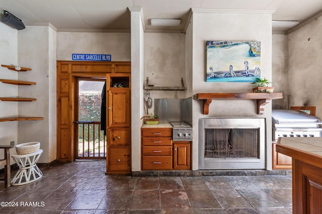 interior space with crown molding