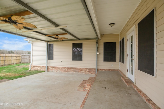 view of patio with ceiling fan