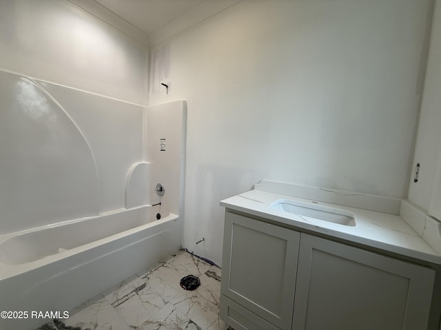 bathroom featuring vanity and bathing tub / shower combination