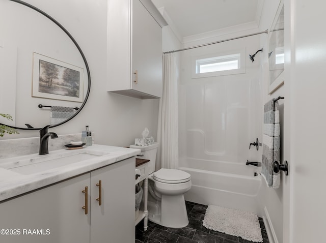 full bathroom featuring vanity, toilet, and shower / bath combo