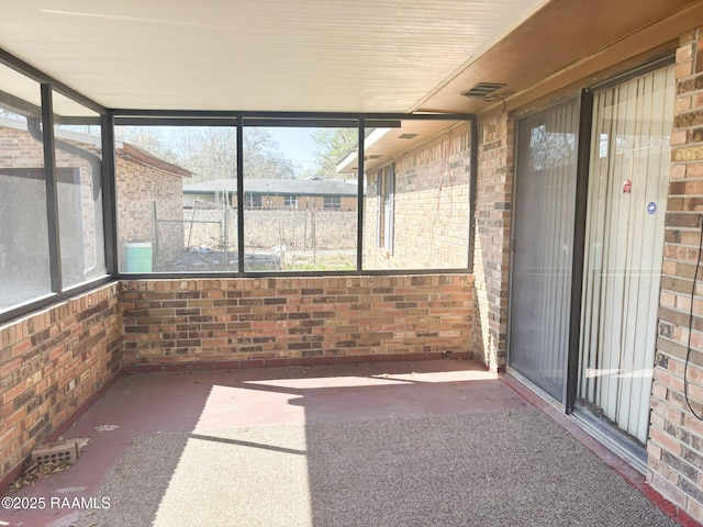 view of unfurnished sunroom