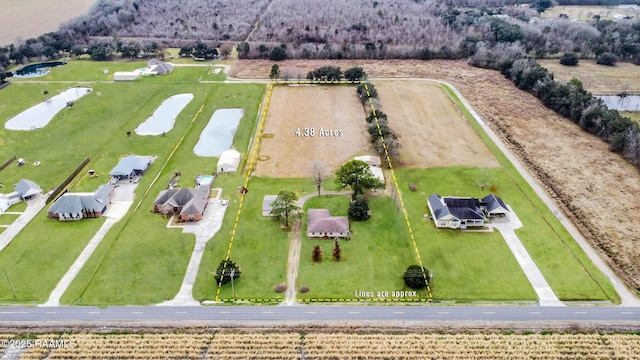 aerial view with a rural view