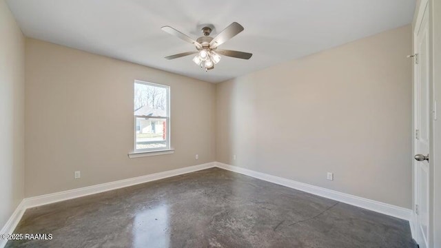 spare room featuring ceiling fan