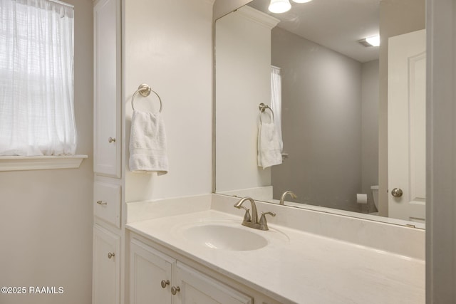 bathroom featuring a wealth of natural light and vanity