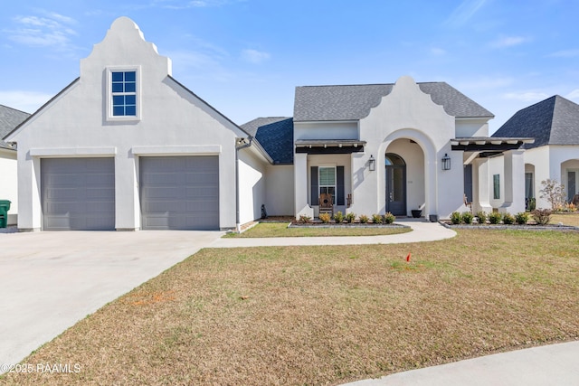 view of front facade featuring a front yard