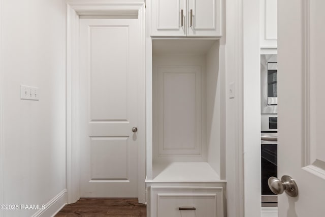 mudroom featuring dark hardwood / wood-style floors