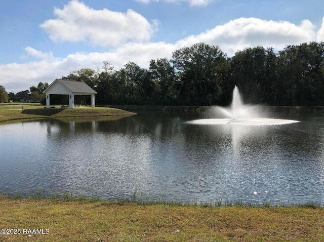 property view of water featuring a gazebo