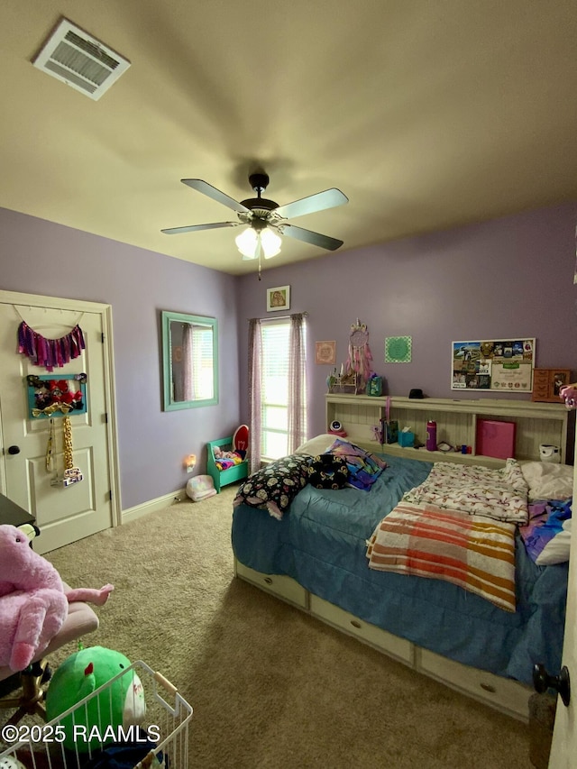 bedroom with carpet and ceiling fan