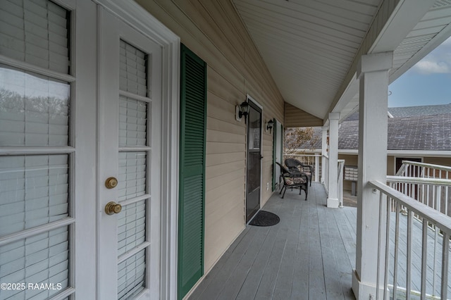 wooden deck with covered porch