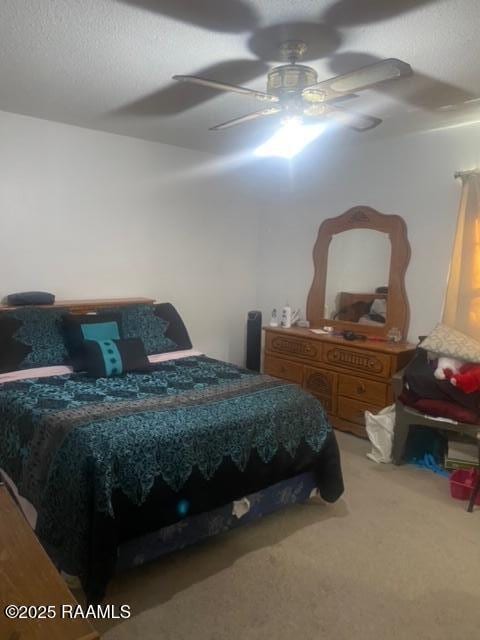 204 Mechanic St, Franklin, LA 70538 - carpeted bedroom with a textured ceiling and ceiling fan