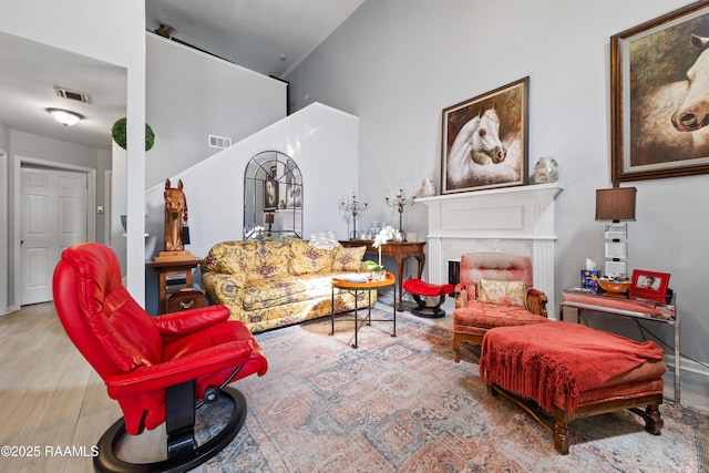 living room featuring hardwood / wood-style flooring