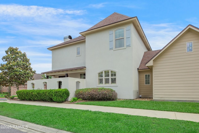 211 Bayonne Dr, Lafayette, LA 70507 - view of property exterior featuring a shingled roof and a yard