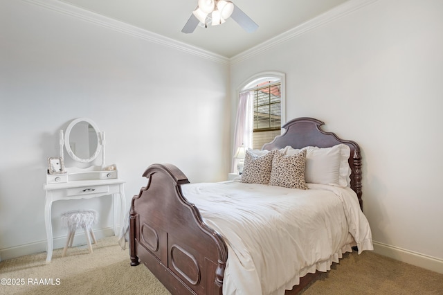 211 Bayonne Dr, Lafayette, LA 70507 - bedroom with carpet flooring, crown molding, baseboards, and a ceiling fan