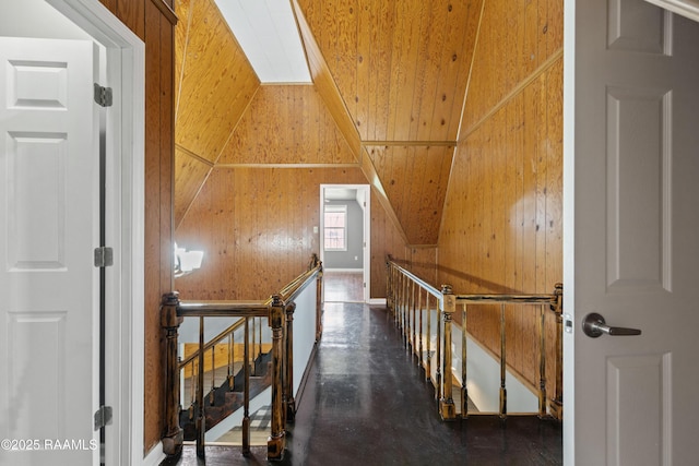 corridor with wooden walls