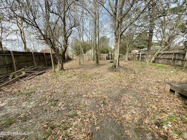 view of yard featuring a fenced backyard