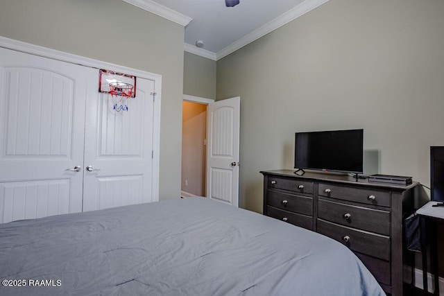 bedroom featuring crown molding