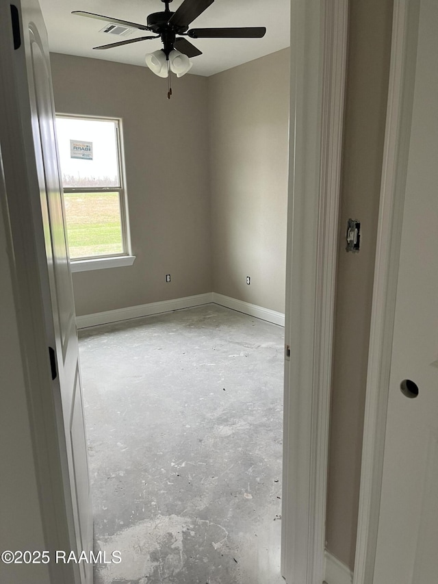 spare room featuring ceiling fan