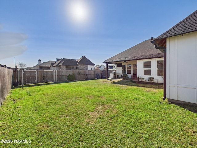 view of yard featuring a patio and a fenced backyard