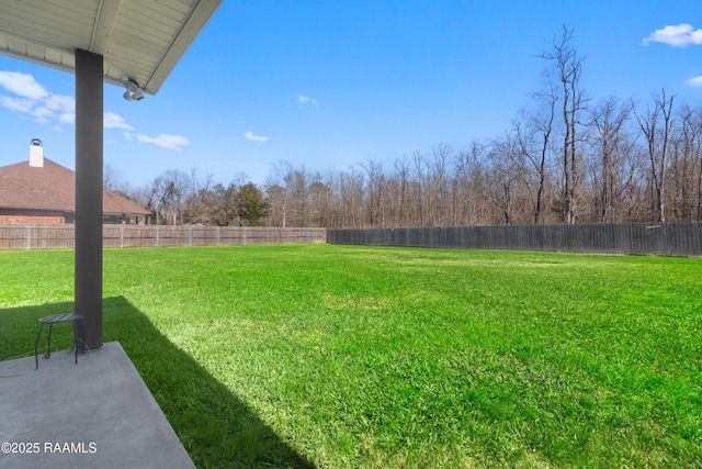 view of yard with a fenced backyard