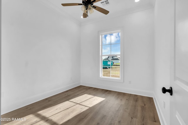 134 Cypress Bend Rd, Scott, LA 70583 - empty room with wood finished floors, ornamental molding, and a ceiling fan