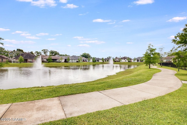 view of water feature with a residential view