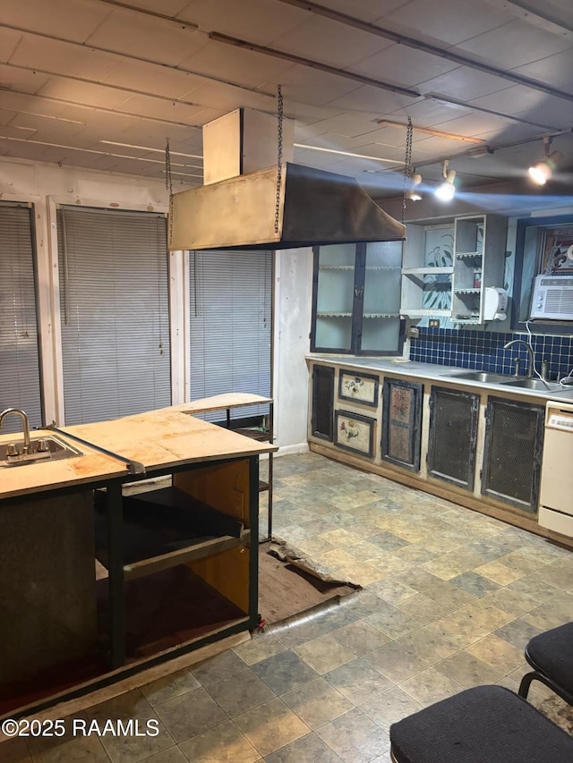 kitchen featuring white dishwasher and a sink