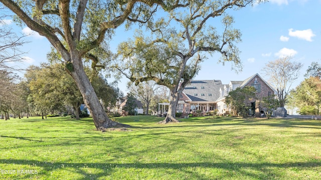 view of home's community with a yard