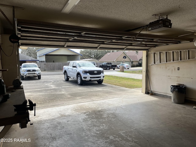 garage with a garage door opener