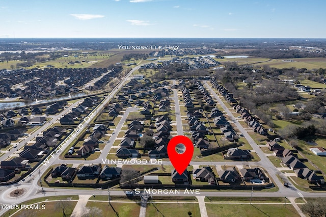 aerial view with a residential view