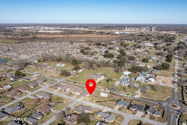 aerial view with a residential view