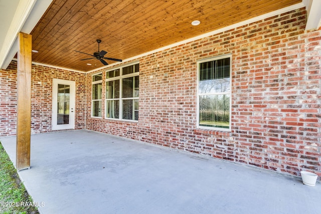 view of patio / terrace with a ceiling fan