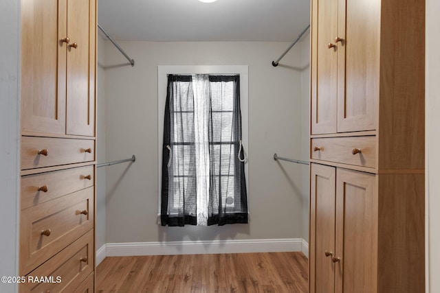 spacious closet with light wood finished floors