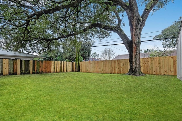 view of yard featuring a fenced backyard