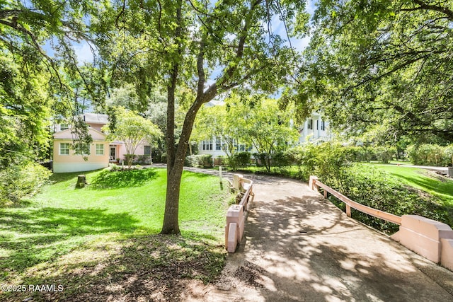 view of property's community with a yard