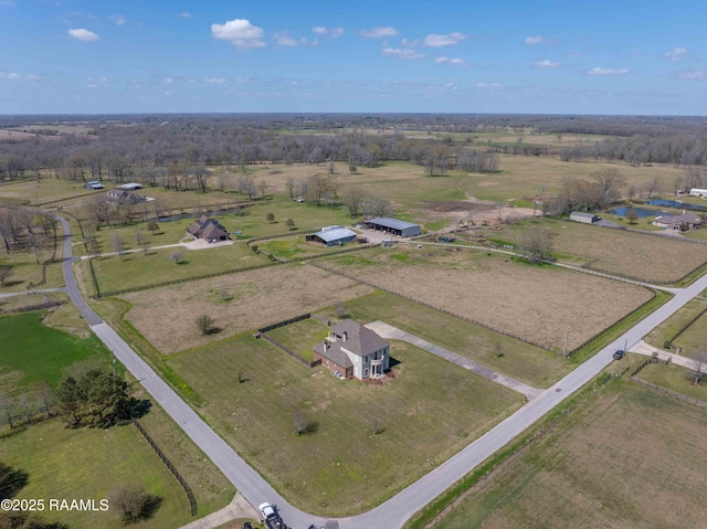 aerial view featuring a rural view