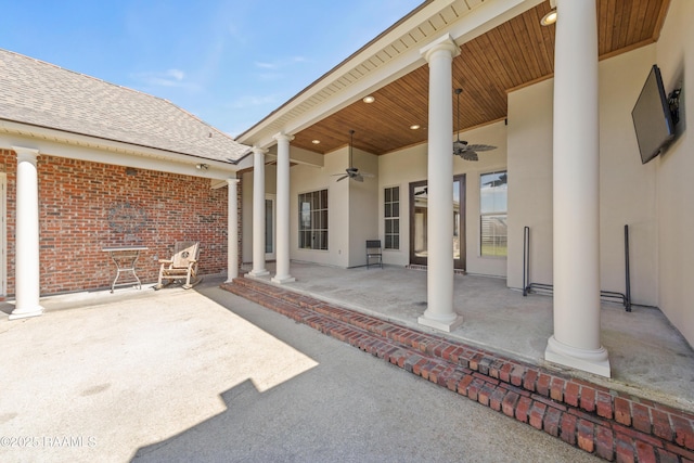 view of patio / terrace with ceiling fan