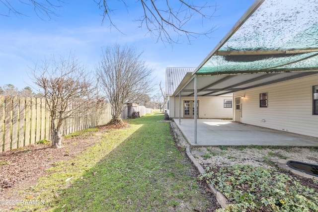 view of yard with a patio and fence