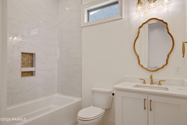 full bath featuring vanity, toilet, and shower / bathtub combination